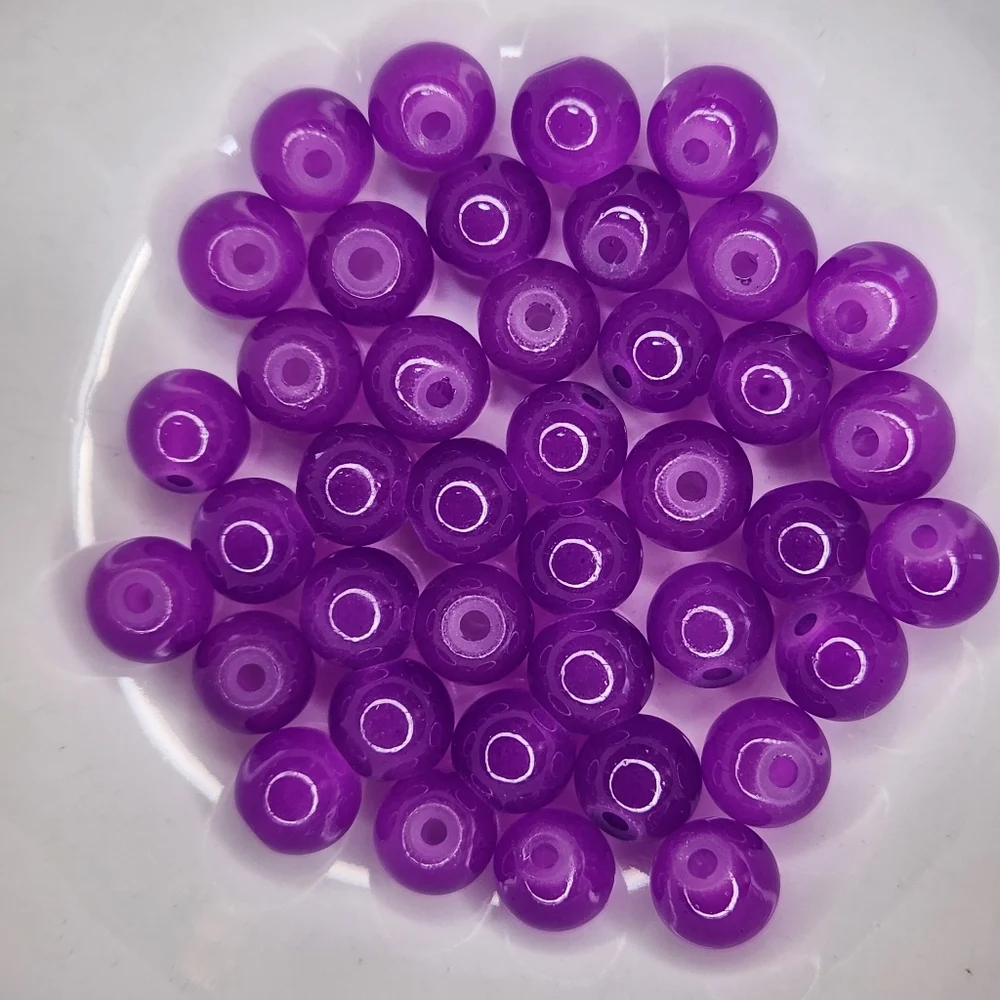 Purple Glass Beads 8mm Round 40 Bead Count #64